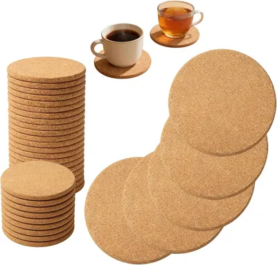 Obrázok produktu pre Korkové podložky 60 kusov, okrúhle, 10 cm, protišmykové, pre domácnosť