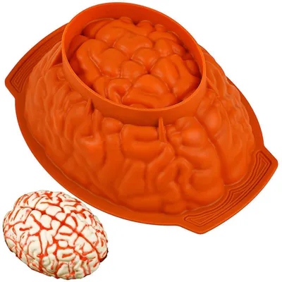 Productafbeelding van Siliconen vorm, hersenmodel, voor taart, Halloween, bakvorm, 25 cm, geschikt voor pudding en taart, 1 stuk
