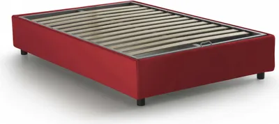 Produktbild von Quadratisches und halbes Bett Dlammer, Containerbett mit Stoffbespannung, 100%  Italy, Frontöffnung, passend für Matratze Cm 120x190, Rot