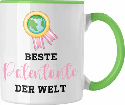 Produktbild von Trendation - Beste Patentante Der Welt Tasse Geschenk Geburtstag Weihnachten Lustig Geschenkideen von Nichte LieblingsPatentante Hier Bin Ich (Grün)