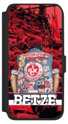 Produktbild von NIVOCASE Klapphülle für Samsung Galaxy A17 5G  Handyhülle aus Kunst Leder NIVOflip schwarz 1. FC Kaiserslautern 1. FCK Offizielles Lizenzprodukt