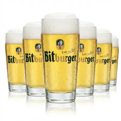 Produktbild von 6x Bitburger Bier Glas 0,3l Willi Becher Sahm Pils Gläser Willy Cup Brauerei Bar