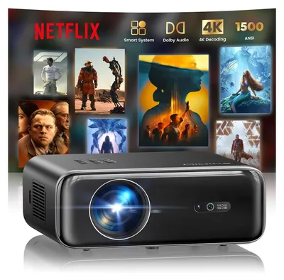 Zdjęcie produktu dla Projektor przenośny - Full HD 1080p - Wi-Fi 6 i Bluetooth 5.4 - Autofokus - 300 cali