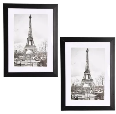 Fotolisten-Set 2er 13x18 cm schwarz Holzrahmen mit Passepartout