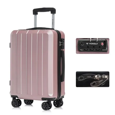 Produktbild von Premium Reisekoffer TSA-Schloss,YKK-Reißverschluss Hartschalen-Koffer Trolley Kabinenkoffer Rollkoffer Suitcase Handgepäck 4 Rollen (Roségold, M)