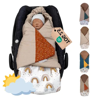 Produktbild von Einschlagdecke für Babyschale, 100% Materialien, Regenbogen (Hergestellt in der EU) - Decke für Kindersitz oder Kinderwagen, weiche Decke für Babys, geeignet für Herbst und Winter
