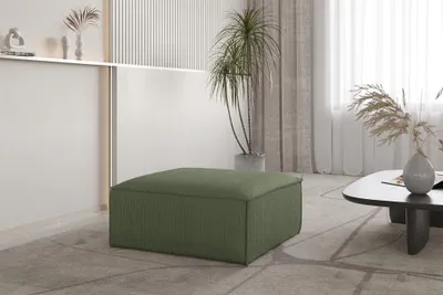 Produktbild von Polsterhocker Designerhocker CELES PREMIUM 105x105 cm in Stoff Scala Forest