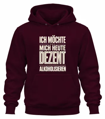 Immagine prodotto di Oggi vorrei bere un po' di alcol, magari una birra. Felpa con cappuccio, colore borgogna, taglia M