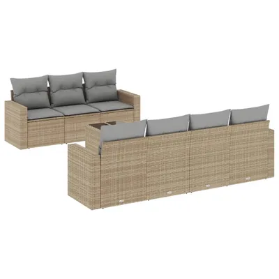 Produktbild von vidaXL 8-tlg. Garten-Sofagarnitur mit Kissen Beige Poly Rattan