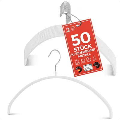 Produktbild von MAWA Kleiderbügel, 50er-Set, rutschfest, 40 cm, Weiß, platzsparend & robust
