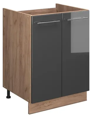 Obrázek produktu pro Skříňka pod dřez Vicco Fame-Line Antracitový vysoký lesk/Zlatý mocný dub 60 cm, Model 65217