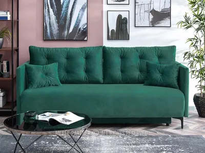 Zdjęcie produktu dla Sofa ze schowkiem NORGE - zielona / czarna