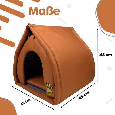 Produktbild von EVE Textile Eskimo Hundehütte Katzenhütte Haustierhütte 45x45x45 cm Orange Hundehaus Katzenhaus Haustierhaus Hundehöhle Katzenhöhle Atmungsaktiv