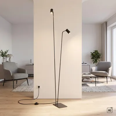 Produktbild von Stehleuchte Metall GU10 verstellbar 216 cm Schwarz 2-flammig Modern, KI-generiertes Bild