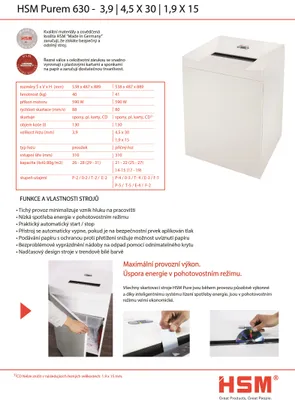 Obrázek produktu pro Skartovačka HSM Pure 630 (3,9)