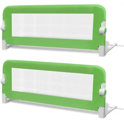 Image de vidaXL Barrière de lit pour petits enfants 2 pcs. Vert 102x42 cm