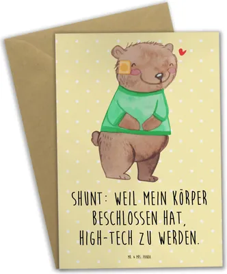 Produktbild von Mr. & Mrs. Panda Glückwunschkarte Bär Shunt - Gelb Pastell - Geschenk, dankeskarten, osterkarte, weihnachtskarten, einladungskarten, hochzeitskarten