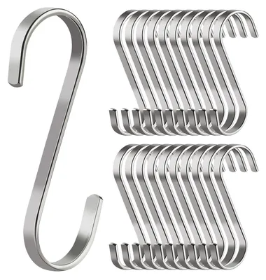 20 S-Haken aus Edelstahl, flach, 8,5 cm, silber