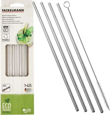 Immagine prodotto di Fackelmann Cannucce in acciaio inox, con scovolino per pulizia 5pz