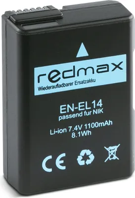 Produktbild von Redmax Akku für Nikon EN-EL14 D3300  D5300 D5500 D5600  P7800 1100 mAh