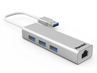 Immagine prodotto di Hamlet XHUB330LAN replicatore di porte e docking station per laptop USB 3.2 Gen 1 (3.1 Gen 1) Type-A Argento