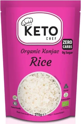 Zdjęcie produktu dla MAKARON (KONJAC) W KSZTAŁCIE RYŻU BEZGLUTENOWY270 g (200 g) - KETO CHEF