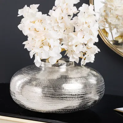 Produktbild von riess-ambiente Moderne Deko Vase ABSTRACT ORIENT 35cm silber rund Metall Hammerschlag-Design Blumenvase Dekoration