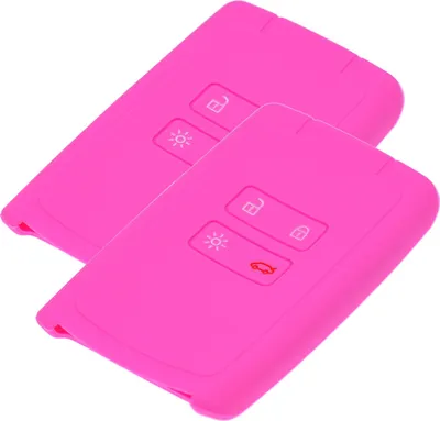 Produktbild von 2x Auto Schlüssel Silikon Schutz Hülle  Pink kompatibel mit Renault Megane Kadjar Clio Captur 4 Tasten KEYLESS SMARTKEY