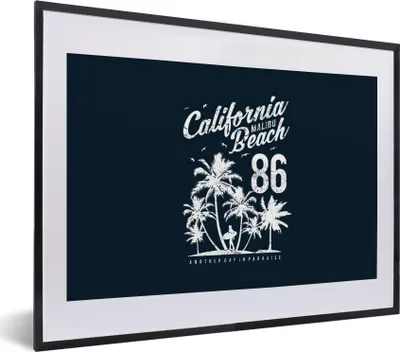Produktbild von MuchoWow® MuchoWow® Gerahmtes Poster Strand - Palme - Jahrgang 40x30 cm - Poster mit zchwarzem Bilderrahmen - Bilderrahmen - Poster im Rahmen