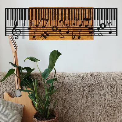 Obrázok produktu pre Wallity, dekoratívny nástenný doplnok z dreva, 100 x 30 cm, čierna a orechová | 100 % kov (1,2 mm) a 100 % drevený rám (3 cm) | Štýlový dizajn do každého domova.