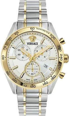 Produktbild von Versace VE0CA0224 V-Code Chrono weiss silber gold Edelstahl Herren Uhr NEU