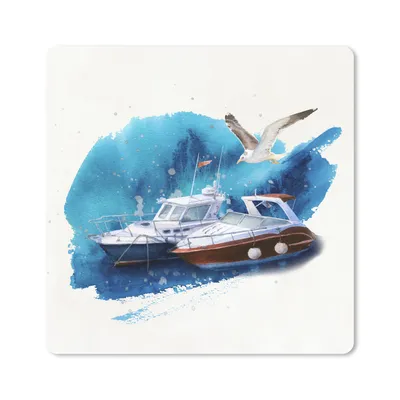 Produktbild von MuchoWow® Mauspad Mousepad Boot - Vogel - Aquarell 20x20 cm - Mousepads - Maus Mat - Pad - Mausunterlage - Desk Mat - Bureauartikeln
