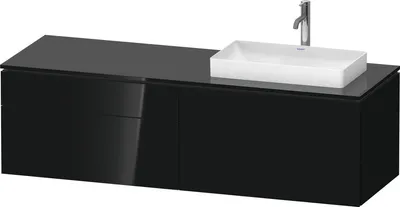 Image de Duravit L-Cube Meuble sous-lavabo en console suspendu, avec plan de toilette en console, 4 tiroirs, vasque à droite, 1620x482x550mm, LC4871R40400000