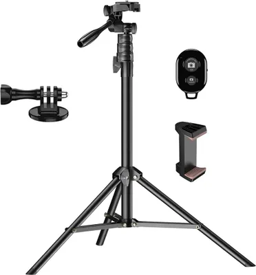 Zdjęcie produktu dla APEXEL 180 cm/70 cali statyw do selfie z aluminium z pilotem do iPhone'a, GoPro, smartfona, aparatu, vlogowania, zdjęć grupowych, transmisji na żywo, nagrywania filmów