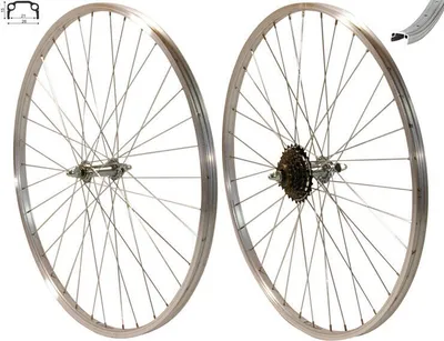 Produktbild von REDONDO 26 Zoll Laufrad Set Hinterrad Vorderrad 26" Felge Silber + 6-fach Kranz