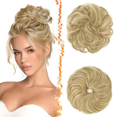 Productafbeelding van Haarstuk "Messy Bun" - 2 stuks, synthetisch, blond met highlights, voor dames