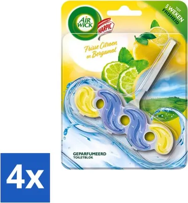 Produktbild von Air Wick – Duftender Toilettenblock – Zitrone & Bergamotte – 1 Stück - Vorteilspack - 4 Stücke