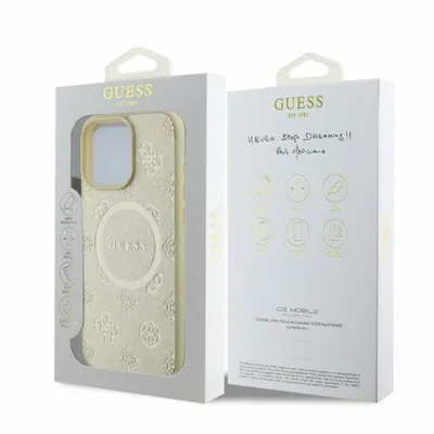 Produktbild von Guess Guhmp16Lpsapsmed Iphone 16 Pro6.3 Gold/Gold Hardcase Saffiano Peony Classic Logo Magsafe