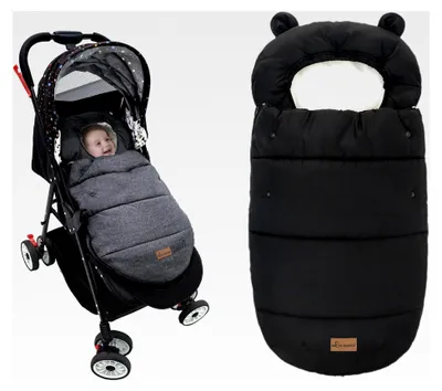 Produktbild von Universeller Fußsack für Kinderwagen, Winterfußsack für Babyschale und Buggy, Schwarz