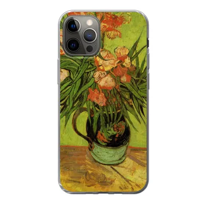 Produktbild von MuchoWow® Handyhülle Schutzhülle Hülle für iPhone 12 Pro Stillleben Vase mit Oleander und Büchern - Vincent van Gogh Silikon Softcase Handy Hülle - Abdeckung
