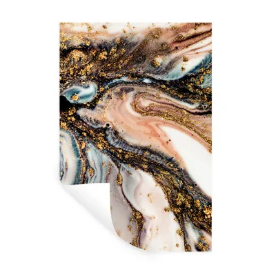 Obrázok produktu pre MuchoWow® Nálepka na stenu - Mramorový vzhľad - Zlatá - Čierna - Trblietavá - Elegantná - 20x30cm - Samolepiaca a polohovateľná