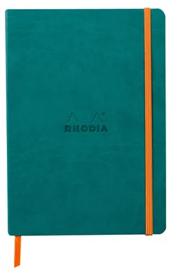 Produktbild von Rhodia Notizbuch A5 Softcover, 80 Bl elfenbein 90g, liniert, Pfaugrün 117376C