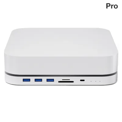 Produktbild von iMounts Mac Mini M1 a M2 Hub Docking Station Pro - 2023 - HDMI, USB-C, USB3.0, nabíjanie, externý SSD a M.2 NVMe - strieborná