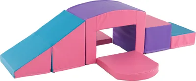 Immagine prodotto di COSTWAY 6 TLG. Blocchi da costruzione in schiuma, blocchi da costruzione morbidi con tunnel, scale e rampa, blocchi da costruzione giganti per arrampicarsi e scatenarsi, blocchi da costruzione grandi viola+rosa