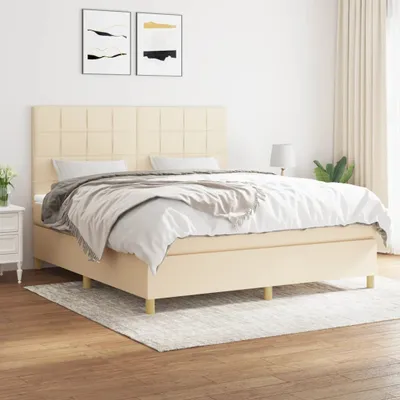 Produktbild von The Living Store Boxspringbett mit Matratze Creme 160x200 cm Stoff