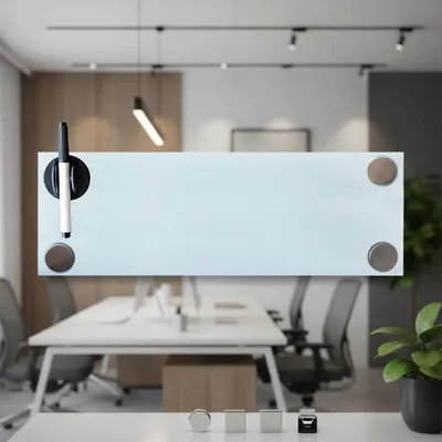 Obrázek produktu pro Skleněná magnetická tabule 60x20cm bílá připínáčková tabule tabule na poznámky plánovač organizér