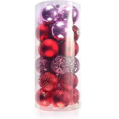Produktbild von com-four® 24x Weihnachtskugeln, Christbaumkugeln bruchsicher aus Kunststoff für Weihnachten, Baumschmuck für den Christbaum mit Anhänger