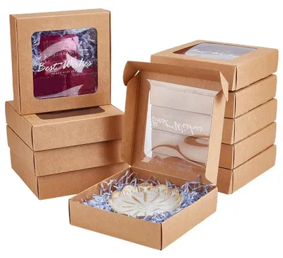 Produktbild von 10 Stück Weiße Mini-Papierboxen mit PVC-Fenster - Geschenkboxen für kleine Bastelarbeiten