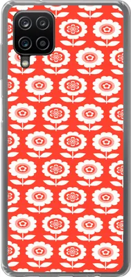 Produktbild von MuchoWow® Handyhülle Schutzhülle Hülle für Telefoonhoesje Samsung Galaxy A12 Blumen - Muster - Rot Silikon Softcase Handy Hülle - Bild