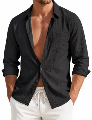 Immagine prodotto di Camicia da uomo, modello regular fit, in cotone, a maniche lunghe, casual ed elegante